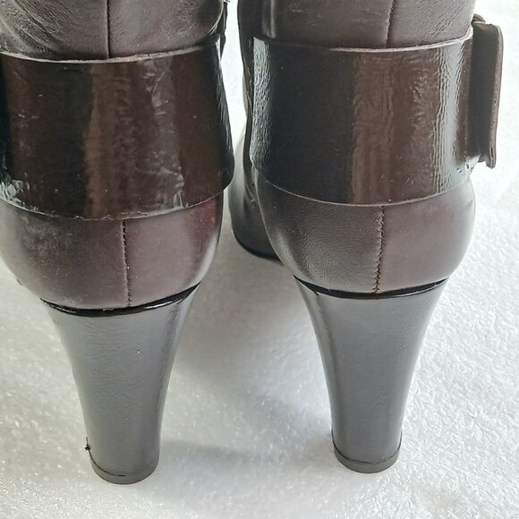 Gianni Bini Dark Brown Leather Knee High Stiletto Boots Women's 8 18¾" Shaft VG - Picture 10 of 15